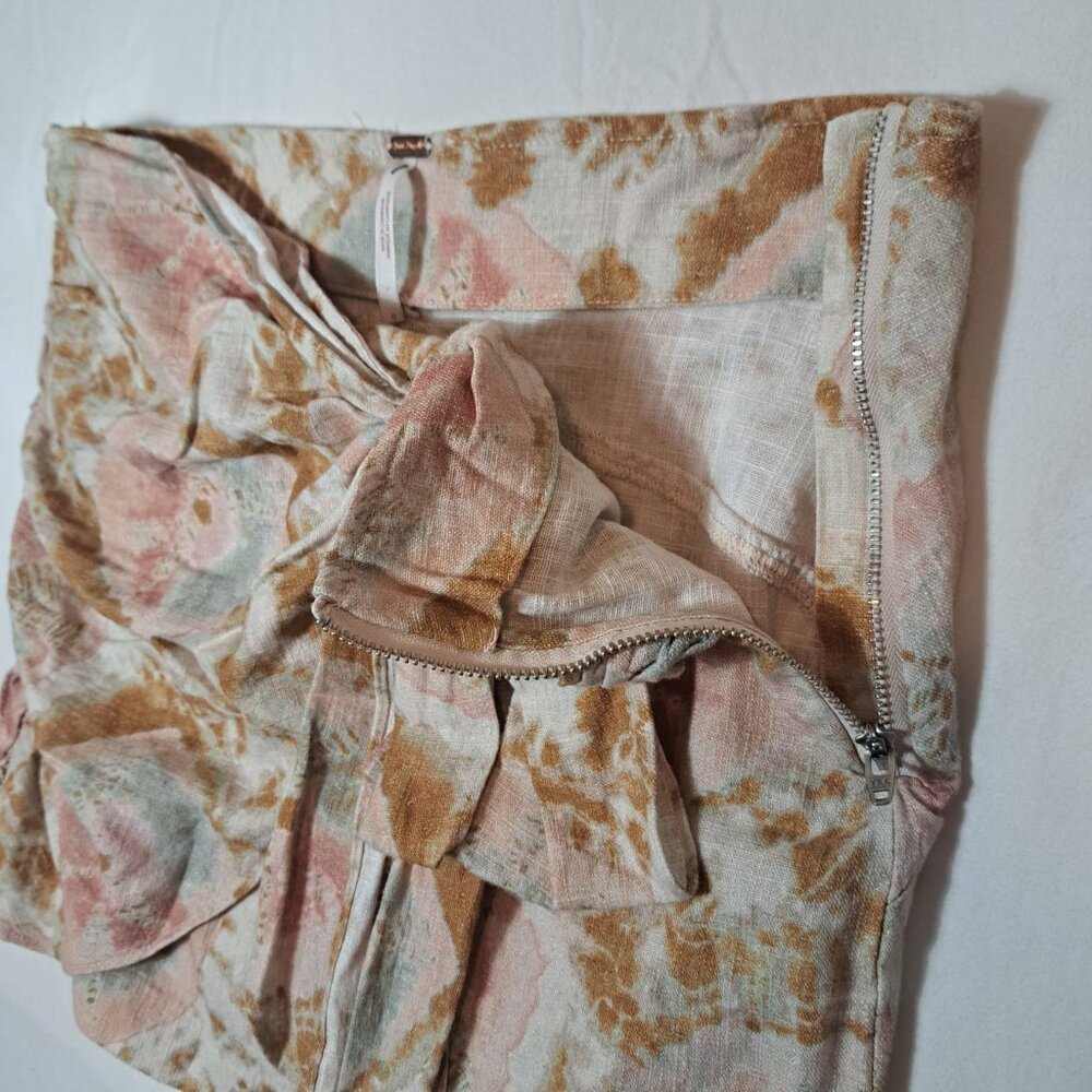 NWOT Free People Sweet As Beach Linen Mini Skirt Size 0 Color Neutral Combo - Picture 5 of 15